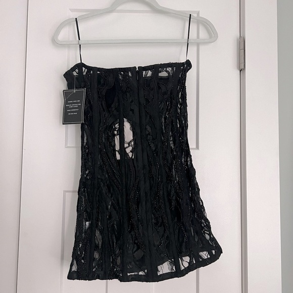 Retrofete Bryson Embellished Lace Sheer Strapless Mini Dress Black NEW with tags - Picture 5 of 9